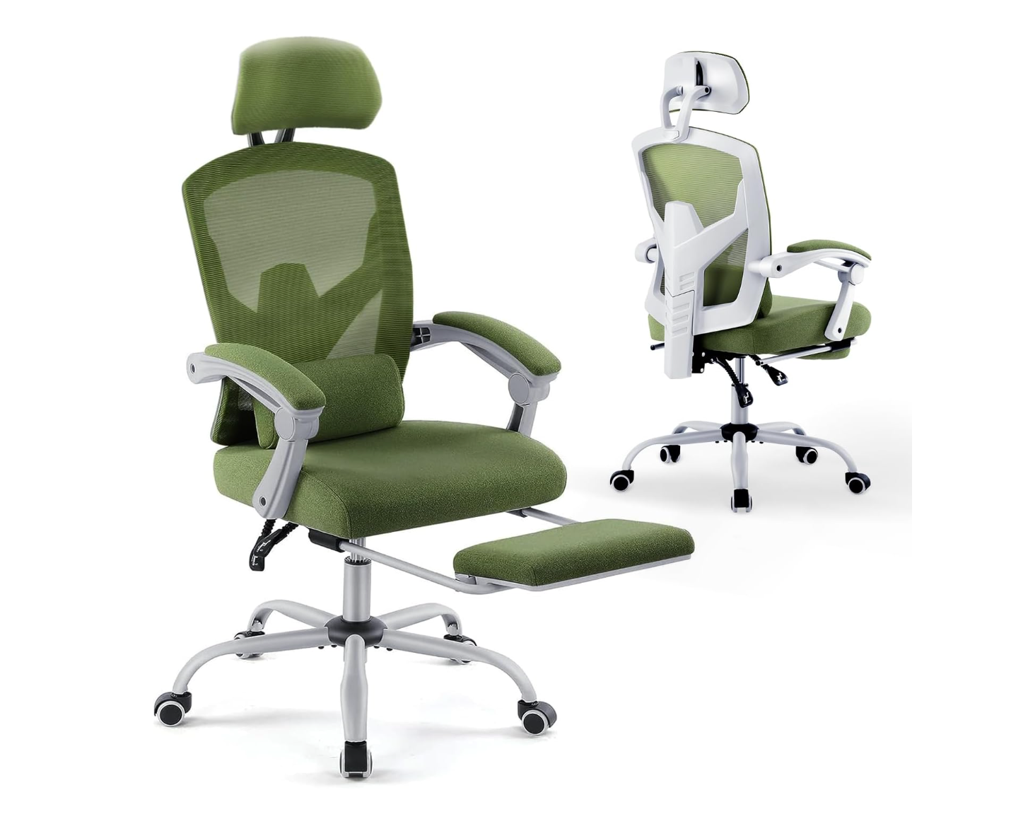 DUMOS Ergonomic Office Chair - Office Chair with Comfortable Armrests, Comfortable Lumbar Support and Footrest - Suitable for Home